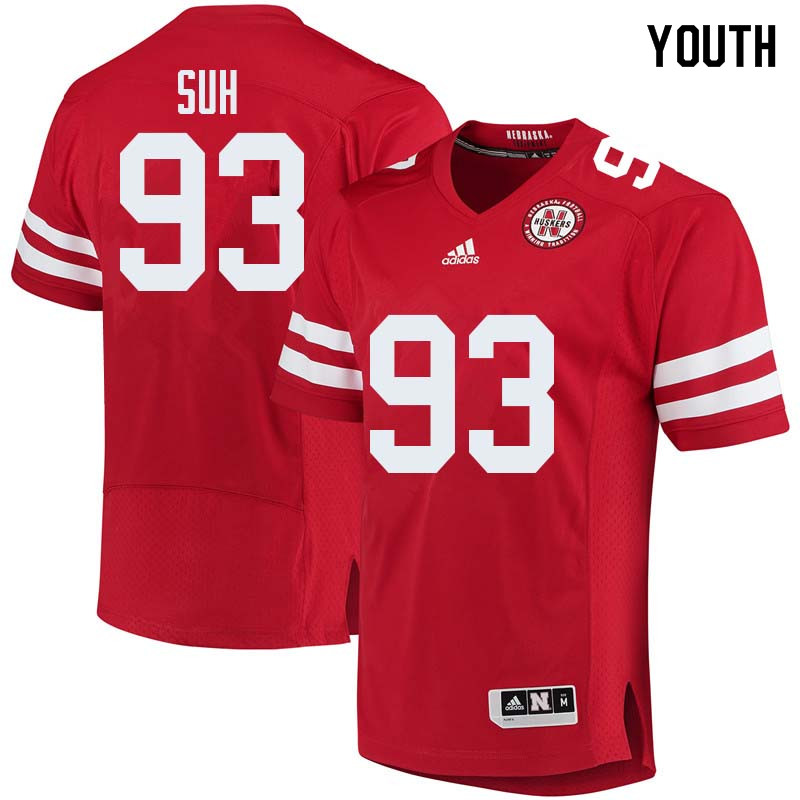 Youth #93 Ndamukong Suh Nebraska Cornhuskers College Football Jerseys Sale-Red